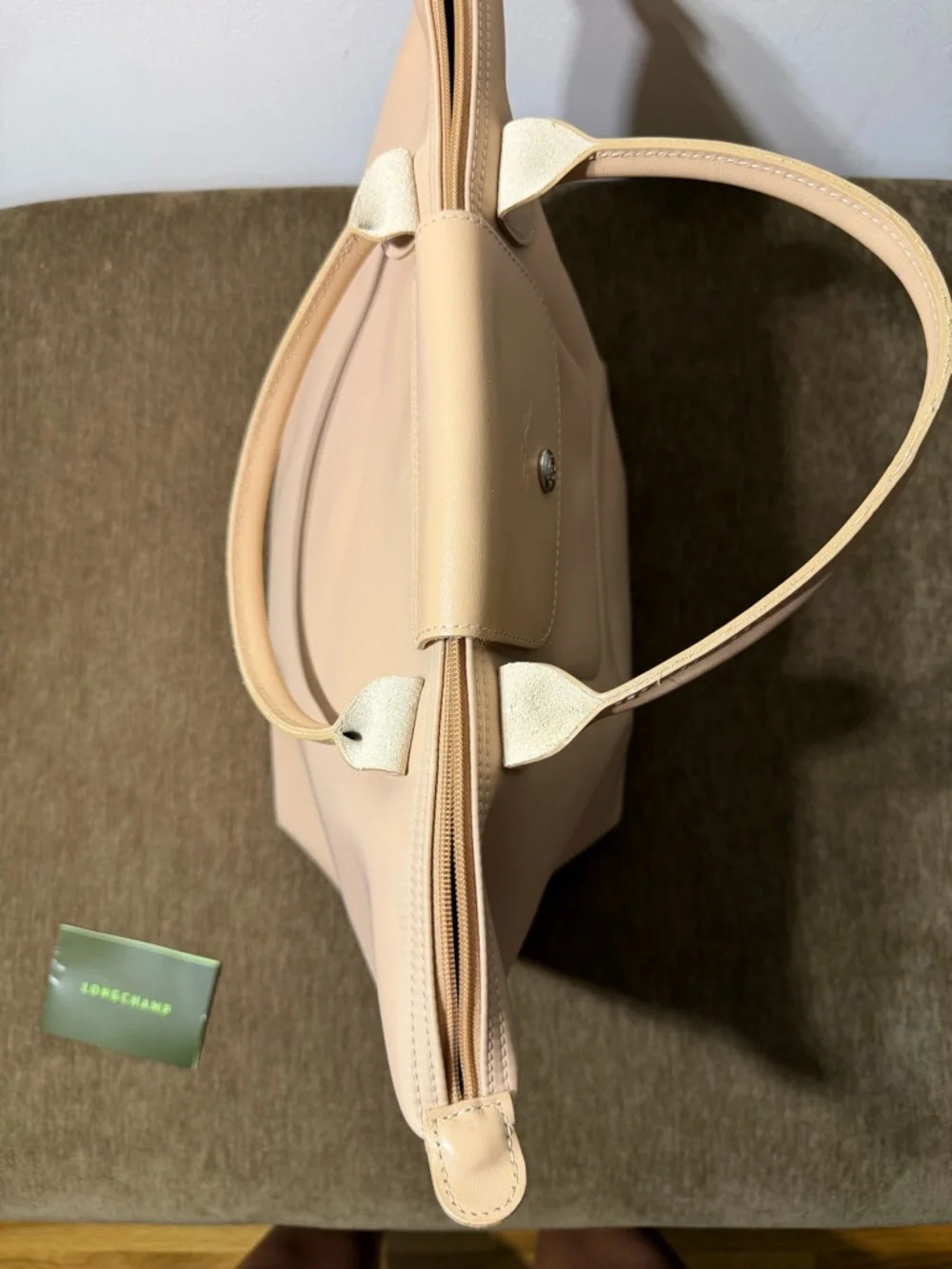 Longchamp Beige Leather Le Pliage Cuir Tote with Pouch - Picture 5 of 11